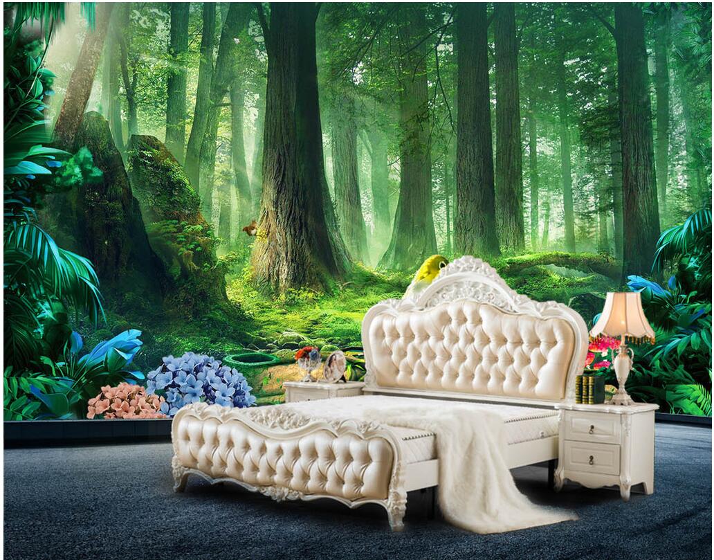 

WDBH 3d wallpaper custom photo Fresh forest green nature tv background home decor living room 3d wall murals wallpaper for walls 3 d, Non-woven