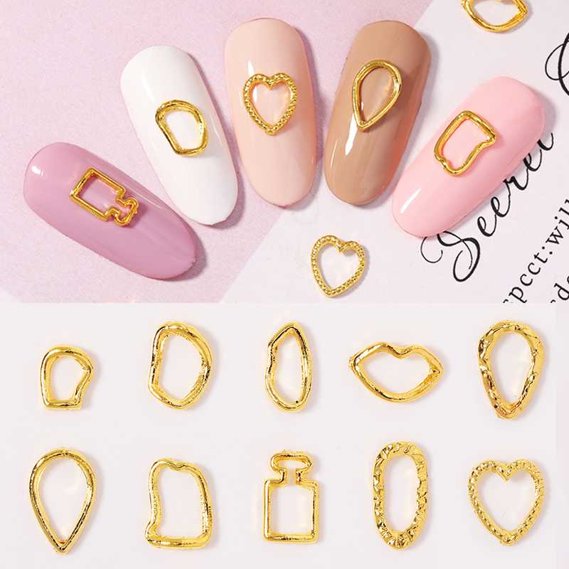 

1 Pc 3D Nail Decoration Gold Retro Unique Hollow Metal Nail Decoration Beautiful Metal Art