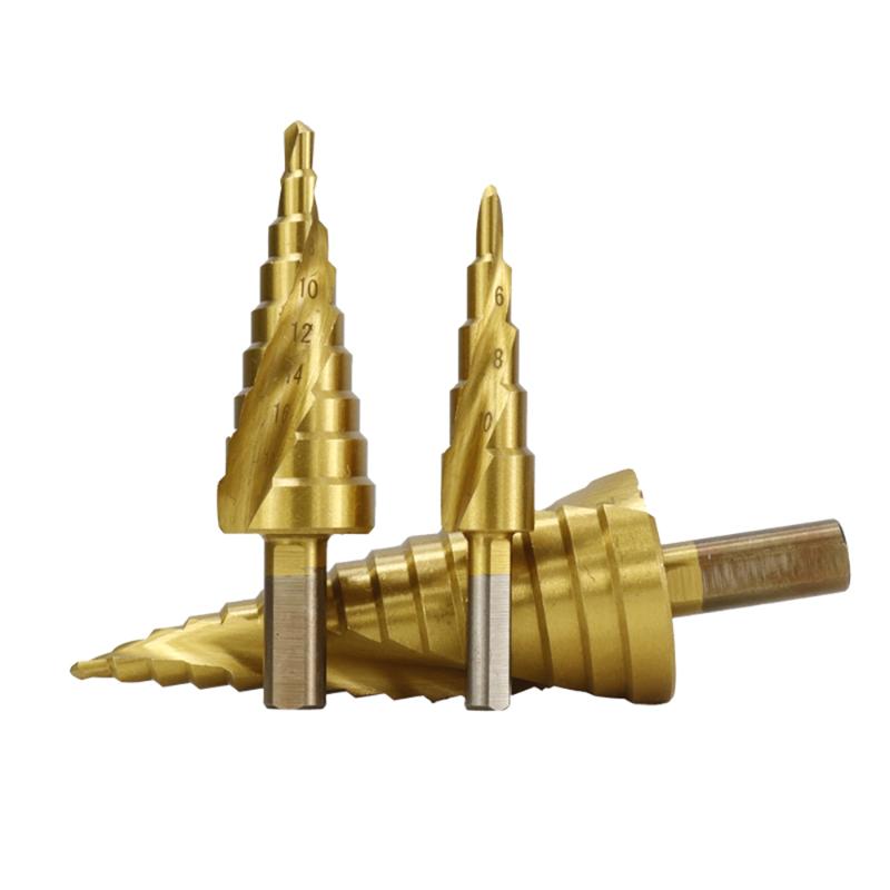 

4-12 4-20 4-32mm Titanium Coated HSS Step Drill Bit Spiral Drill Bit for Wood Metal Hole Drilling Cone