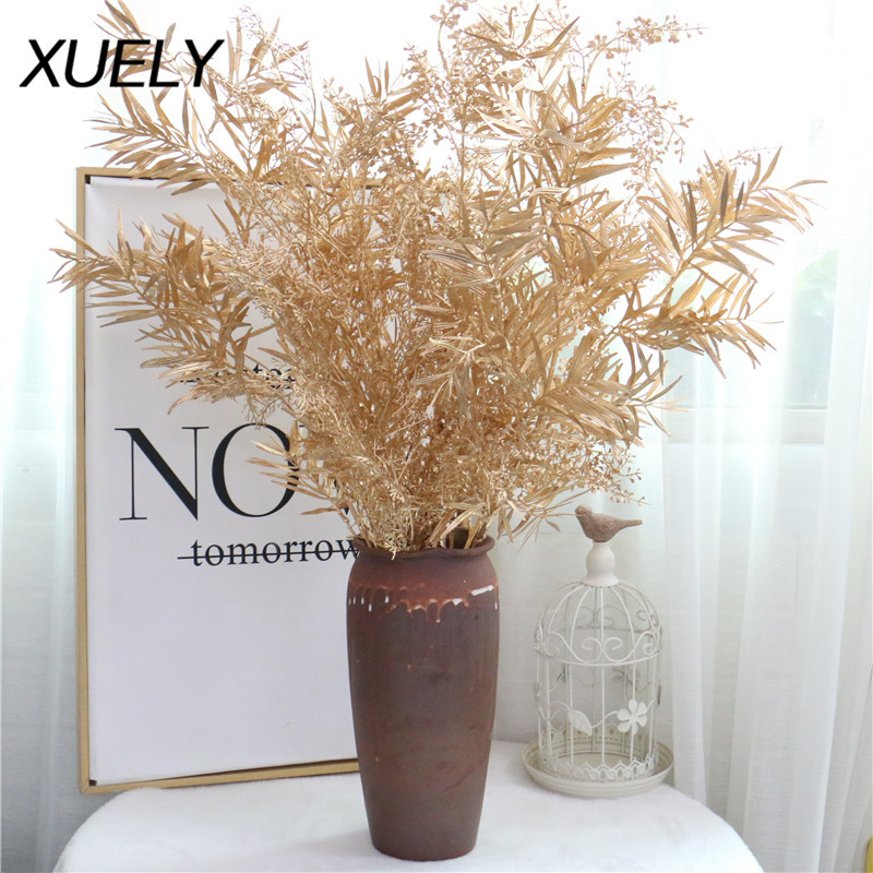

6 kinds golden artificial flowers family decoration wedding DIY dining room living room new year valentine's day fake flowers, 01