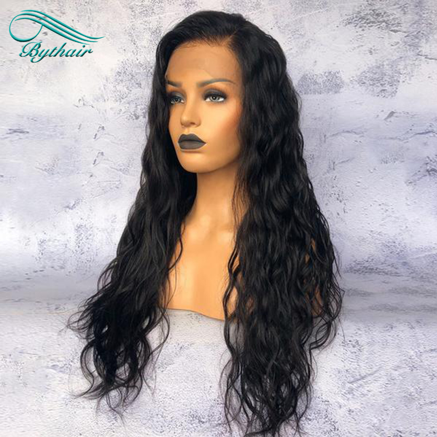 

High Quality Brazilian Virgin Hair Glueless Lace Front Human Hair Wigs Black Women Pre Plucked Loose Wavy Lace Front Wig with Baby Hair, #1b