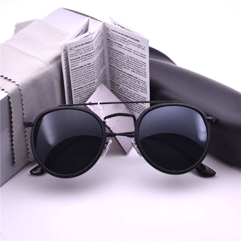 

Top quality Women Men brand Mirror round metal sunglasses UV400 lenses Retro Sunglass Driving Sunglass with case and box, White;black