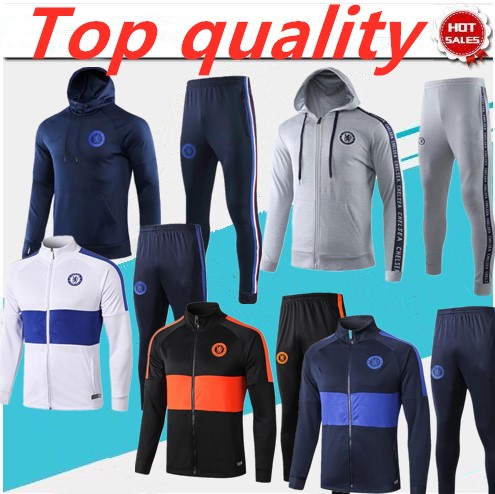 

19 20 kante jacket veste suit kits soccer tracksuit 2019 PEDRO FABREGAS WILLIAN KANTE football ful zipper jackets training suit sweatshirt, Black