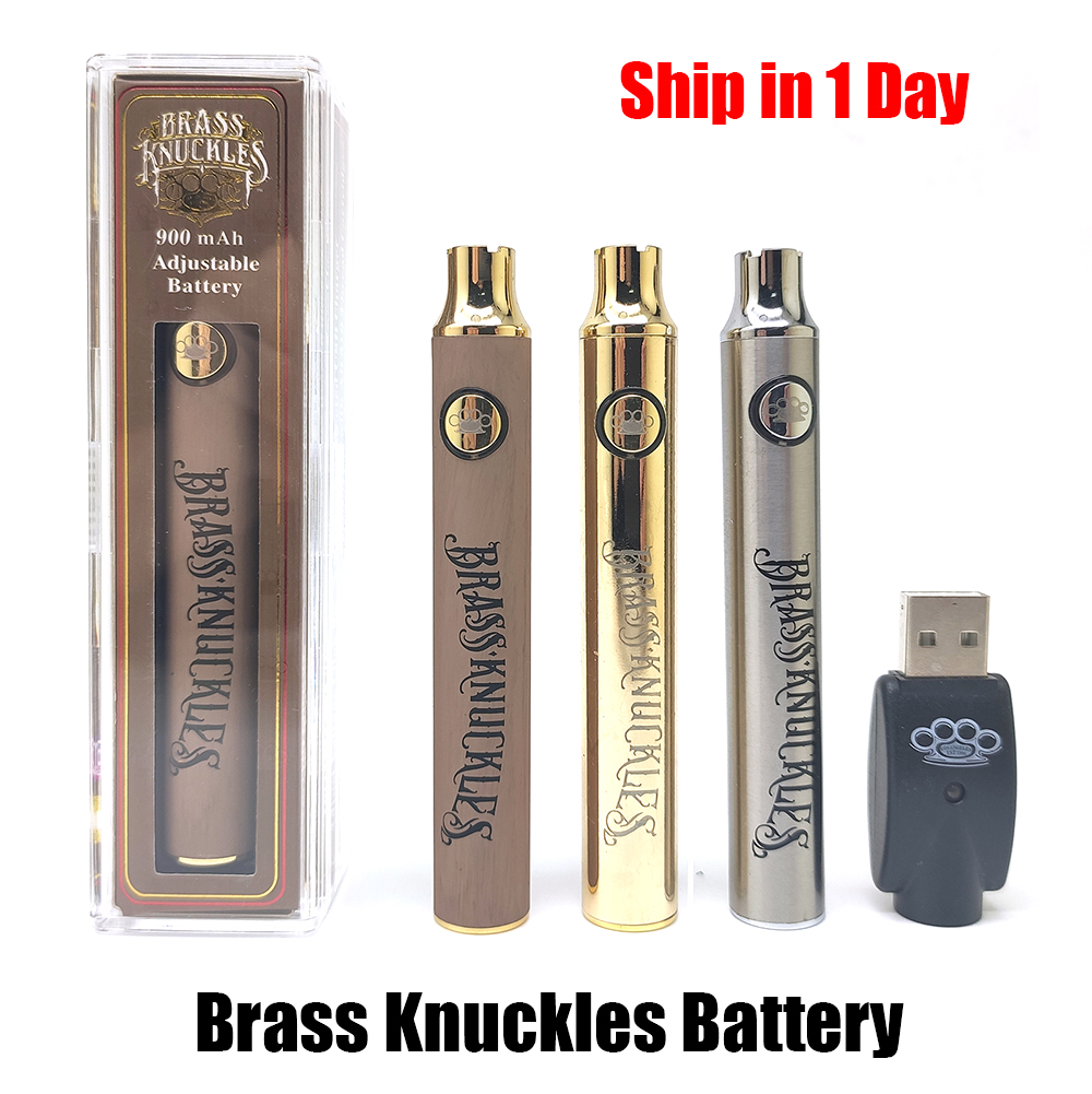 

Brass Knuckles Battery 650mAh 900mAh Gold Wood Slivery Preheat Adjustable Voltage Vape Pen BK 510 Thread Cartridge