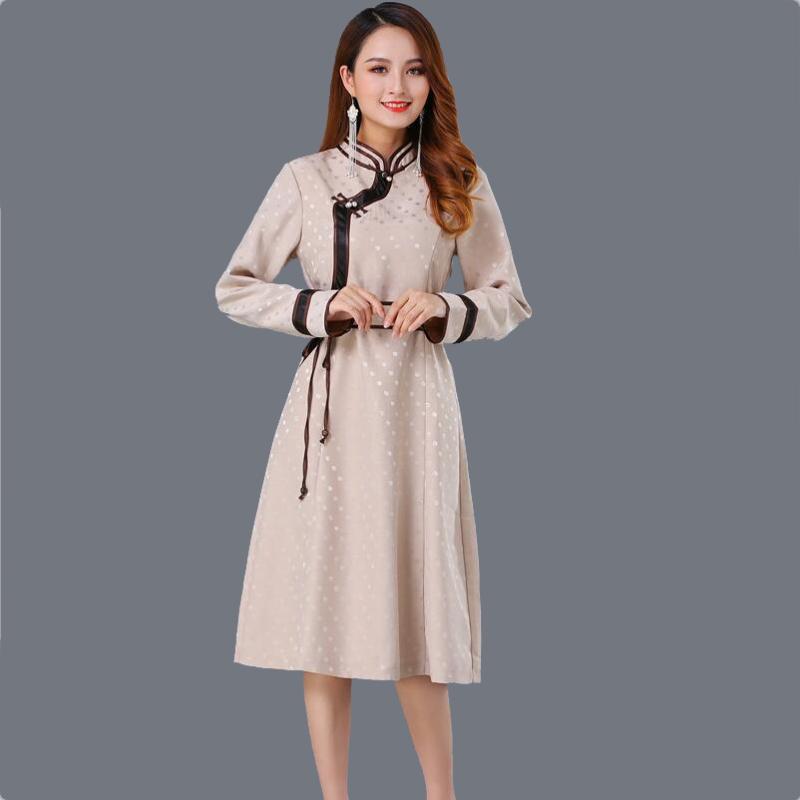 

Spring autumn national Cheongsam Women Ao Dai Qipao Chinese Dress Long sleeve robe Party Vintage Elegant oriental costume