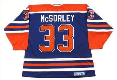 

Custom Men Youth women Vintage #33 MARTY McSORLEY Edmonton Oilers 1987 CCM Hockey Jersey Size S-5XL or custom any name or number, Blue women s-xl