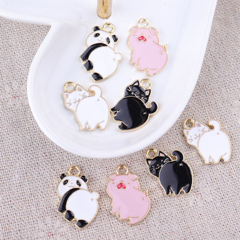 10Pcs Teacup Cat Enamel Charms Pendants For DIY Necklace Jewelry Making Findings