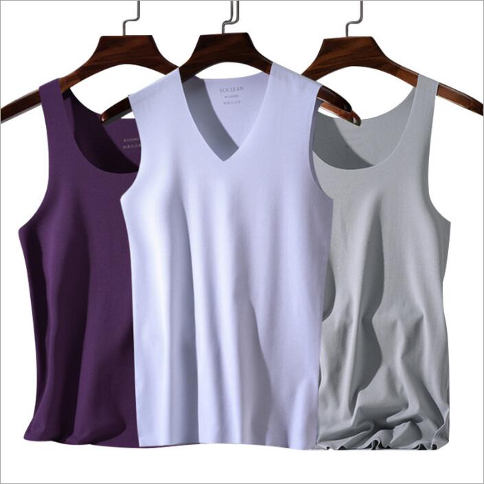 

Men's Tank Undershirt Summer Seamless Vest Casual Sports Shirts Fitness Sleeveless T Shirt Solid Tops Fashion Tees Men's Underwears B4202, White;black
