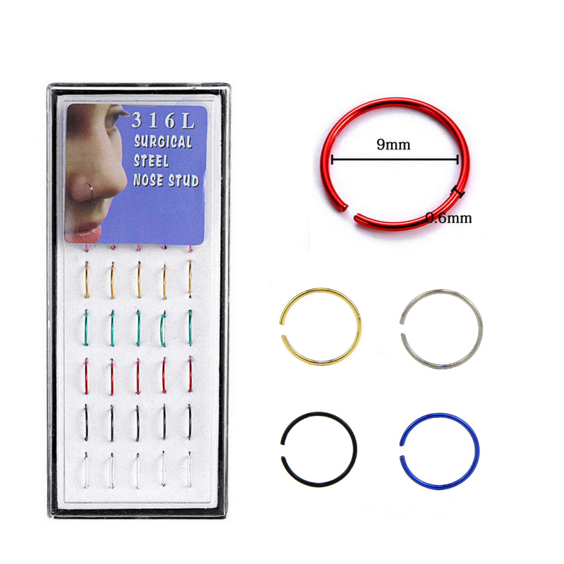 

Trendy Lovely Cute Surgical 316L Stainless Steel Nose Studs Titanium Nose Screw Rings 40pcs/set Multiple Color Choices, Silver