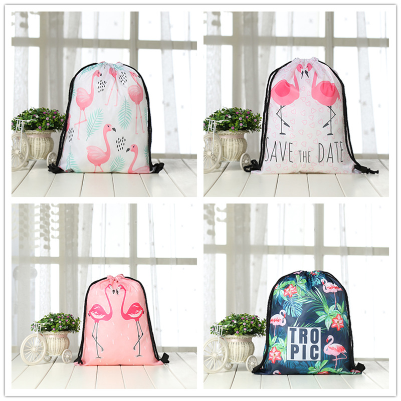 

Flamingo Design 6pcs/12pcs Oxford Fabrics of Bag Drawstring Backpack Gift Bag Storage Girls favor school bags Party supplies