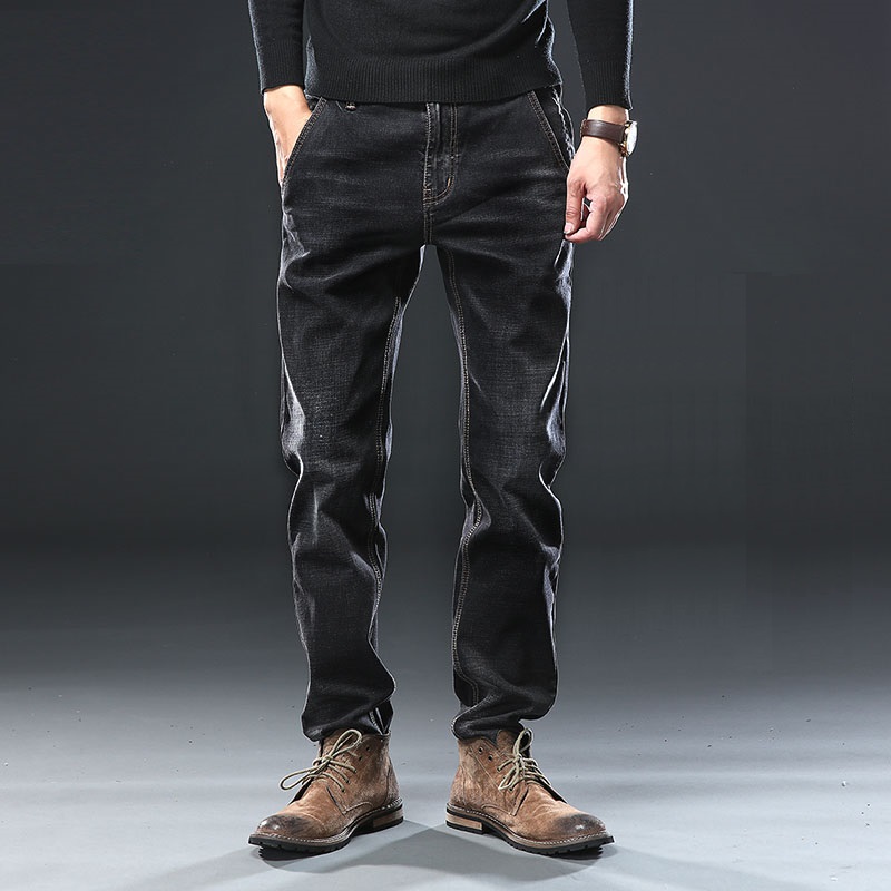 

2020 Mens Regular Fit Jeans Clothing Plus Male Autumn Elastic Stretch Denim Straight Leg Classic Cowboy Pants Big Size 40-48, Blue