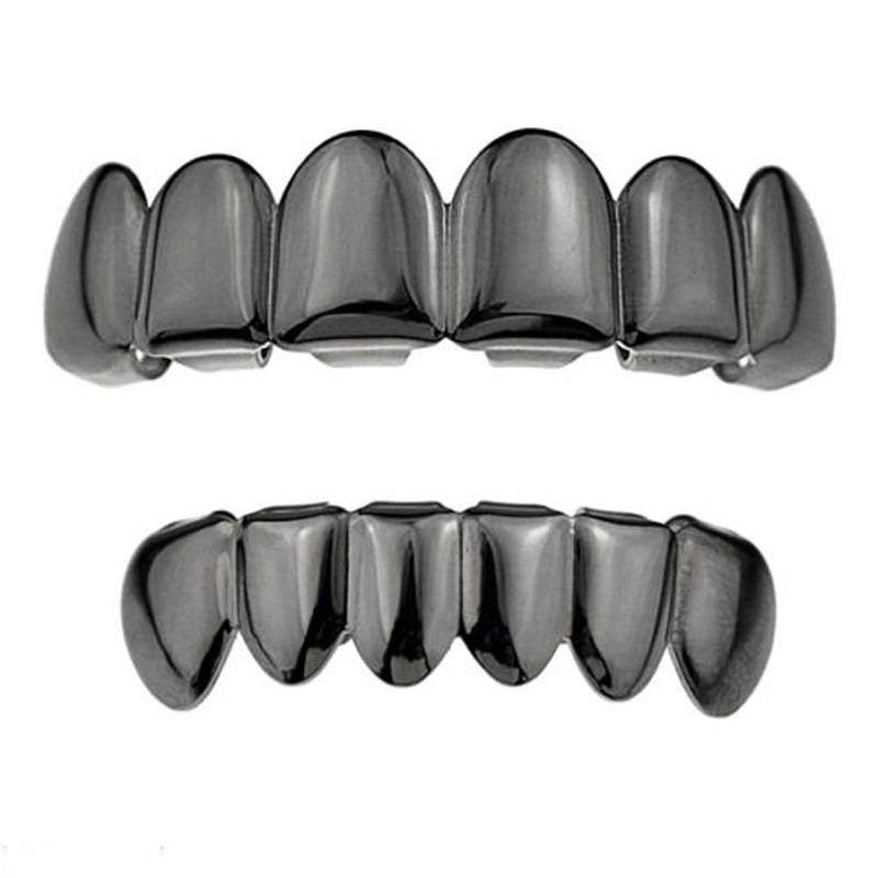 

Gold-capped Teeth Set Gun Black Teeth Grills