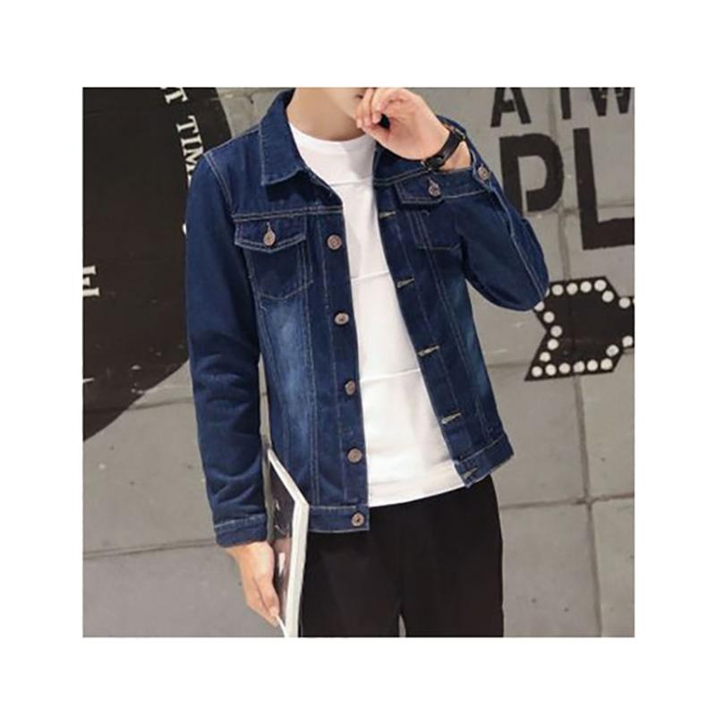 

MAGGIE'S WALKER Spring New Korean Men's Trend Slim Solid Color Casual College Style Youth Denim Jacket, Blue