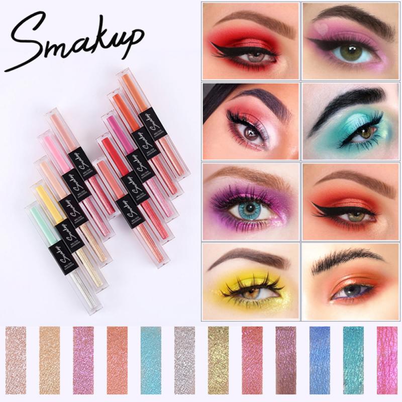 

SMAKUP Ten-color Double-headed Eyeshadow Pearlescent Liquid Matte Brightening Eye Makeup Professional Makeup Tools TSLM1, 08