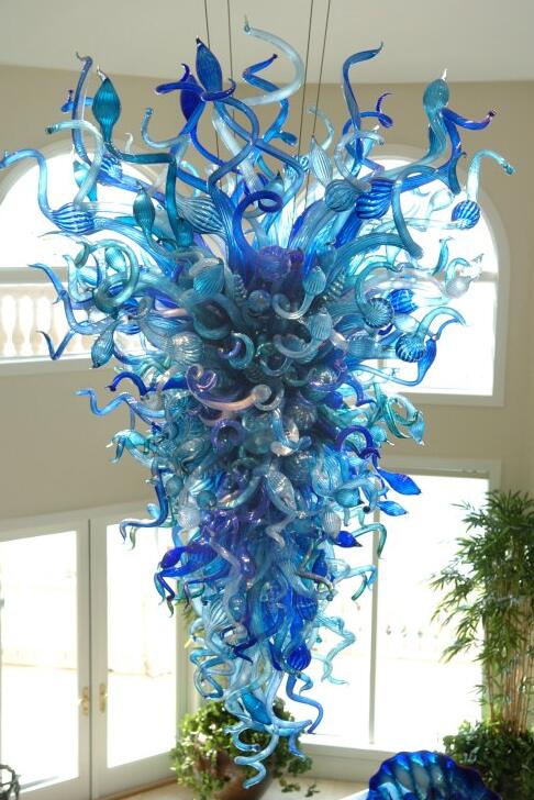 

Lamps Modern LED Crystal Chandeliers Hand Blown Glass Chandelier Pendant Lighting Blue Art Lights for Home Hotel Decoration