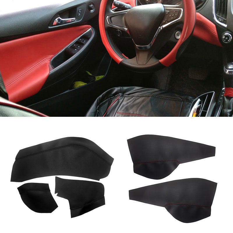 

For Cruze 2015 2016 Car Door Handle Panels / Center Control Dashboard Panel Microfiber Leather Cover Protective Trim