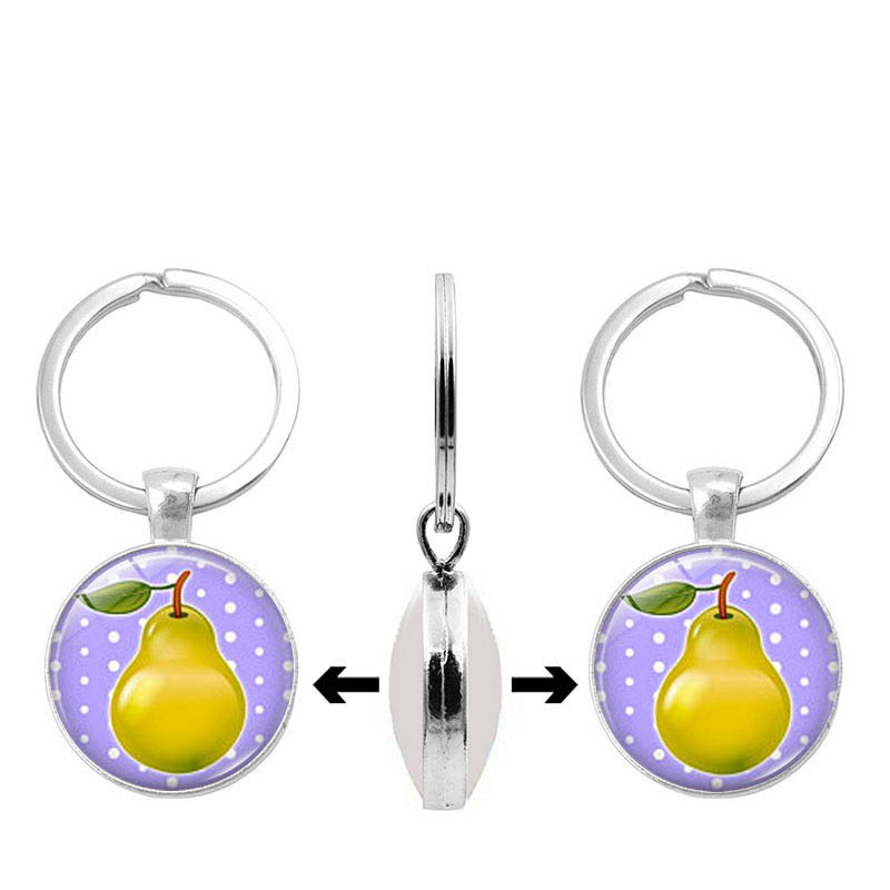 

Keychains Double-Sided Personalized Po Fruit Keychain Print Cherry And Pear Gifts For Family Friends