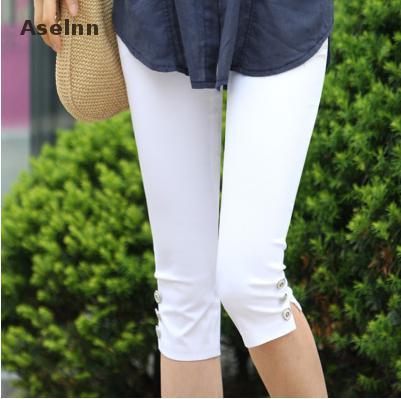 

Hot Sale Women' Plus Size -XXXL Summer Slim Waist Candy Color Stretch Leggings Capris Fashion Pencil Pants Crops For Female, Beige