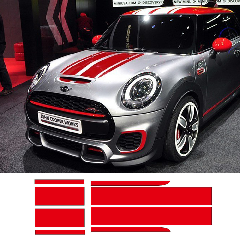 MINI COOPER BONNET TETTO COFANO ADESIVI BIANCO 100 X 13 CM
