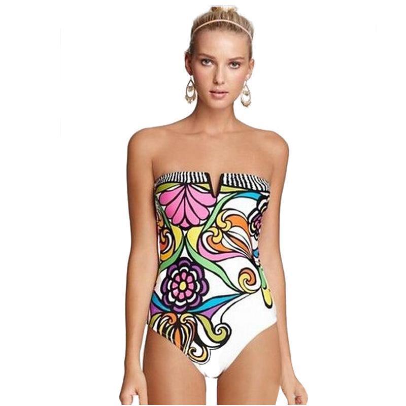 Summer Us New Women Swimsuit Full Body Bodysuit Girl Sportswear Swimwear Sexy Beach Bikini Mid Waist Multi Colorful Yellow Leotard Printing-image-467175948