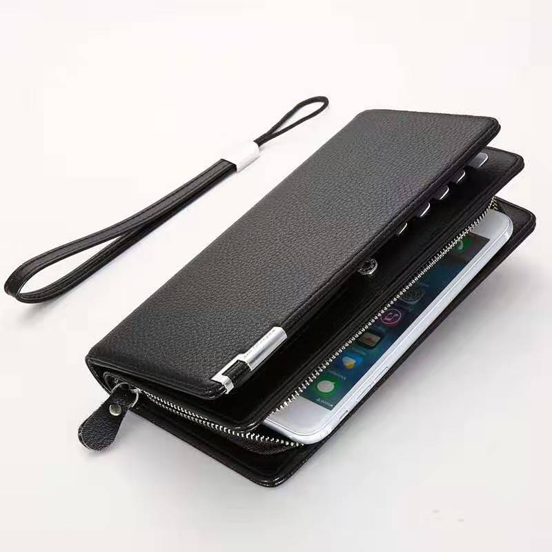 

New multi-function large capacity men designer wallets male fashion casual phone clutchs&zero purses 3colors no2201, Black