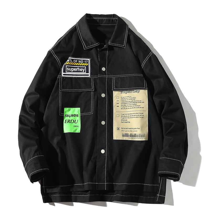 

2020 Spring Hot Sale Hio Hop Streetwear Stylish Clothing Men's Bomber Jackets Casual Pockets Loose Letter Printed Outerwear, Red