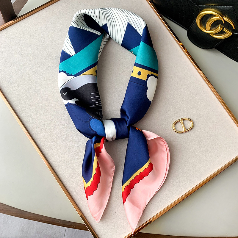 

New 2020 Fashion Kerchief Small Silk Neck Scarf For Women Print Hijab Scarfs 70*70 Shawls Bags Scarves Lady Bandana Foulard