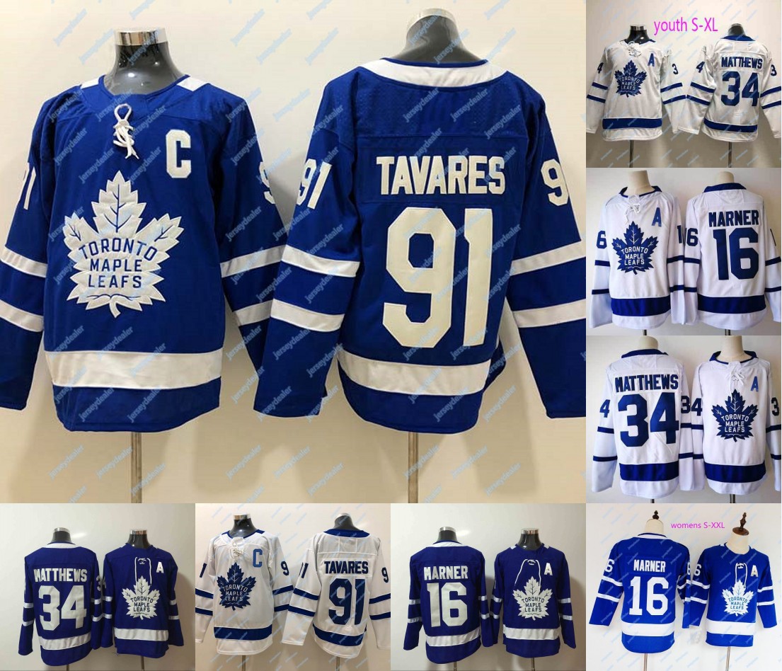 

New 91 John Tavares Captain C Patch Toronto Maple Leafs Jersey 16 Mitch Marner 34 Auston Matthews Mens Womens Youth Kids Hockey Jerseys, 34 white women s-xxl