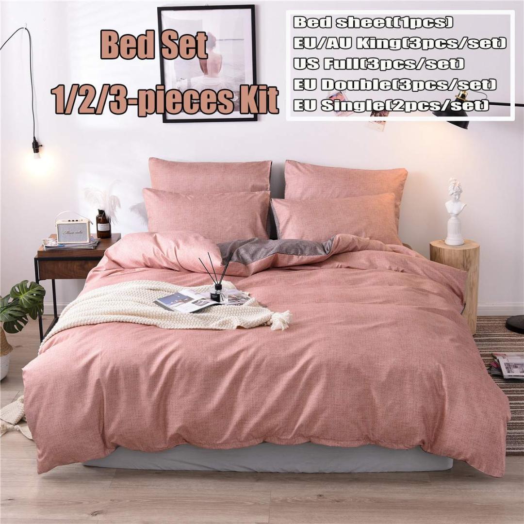 

2019 New Bedding Set Cotton Solid Plaid AB Side Modern Bed Comforter  Queen King Size 1/2/3pcs Duvet Cover Set Bed Sheet, Pink
