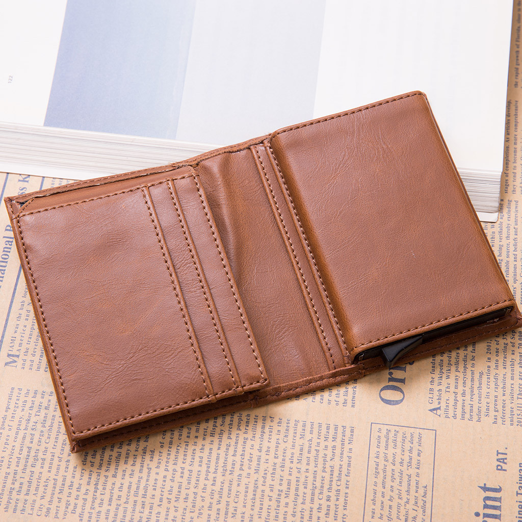 Grosshandel Brieftasche Diebstahlsicherung Leder Brieftasche Haspe Freizeit Manner Schlank Leder Mini Brieftasche Fall Kreditkarte Trifold Geldborse