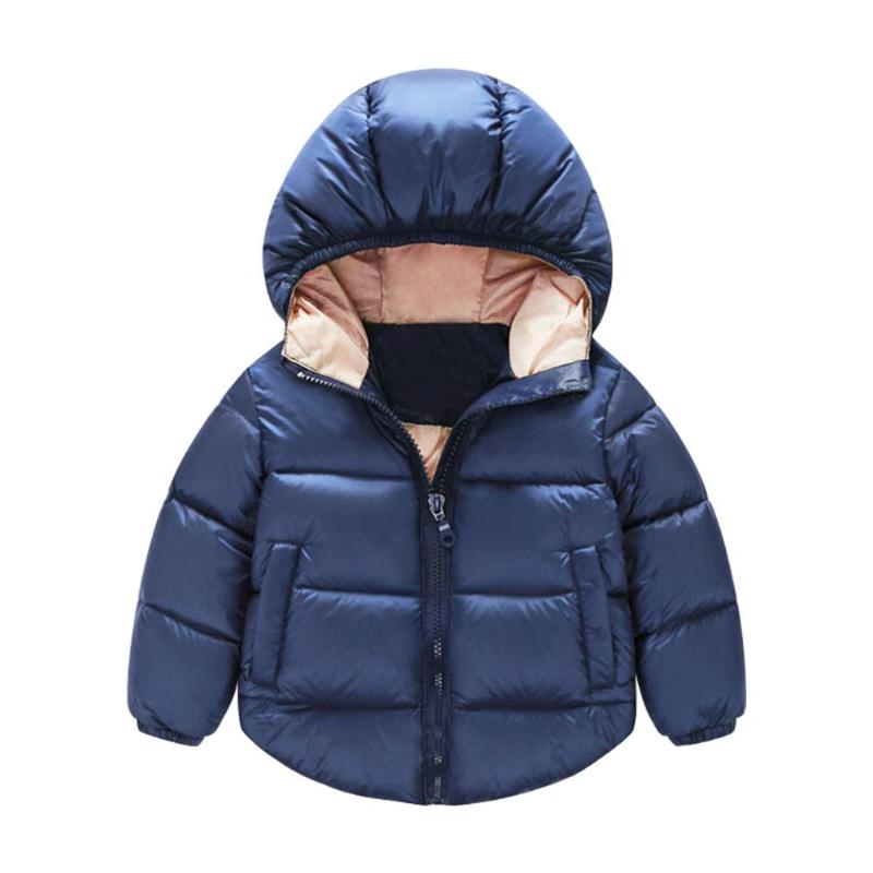 

Children Winter Jacket Duck Down Coat Warm Zipper Fashion Pockets Slim Parka Solid Color Girls Boy Outerwear, As pic