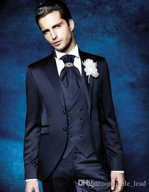 

Handsome Groomsmen Peak Lapel Groom Tuxedos Mens Wedding Dress Man Jacket Blazer Prom Dinner 3 Piece Suit(Jacket+Pants+Tie+Vest) B26, Same as image