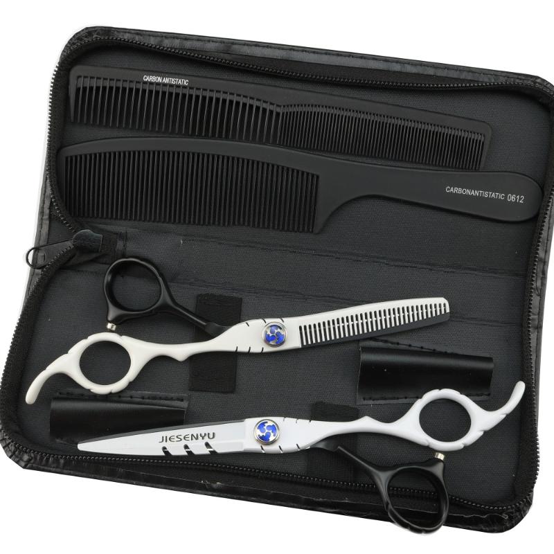

Japan 440C6.0 inch black and white high-end scissors flat cut + thinning cut hairdressing supplies convenient scissors