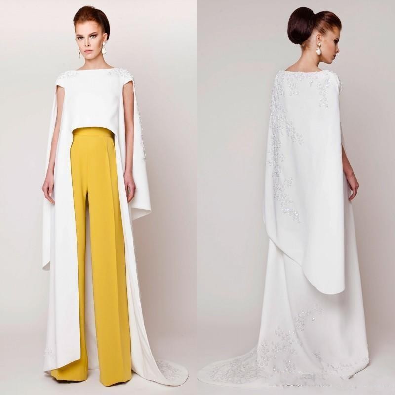 

New Designer Couture Evening Dresses Pants Suits Floor Length Fashion Formal Evening Gowns vestidos de novia, Gold