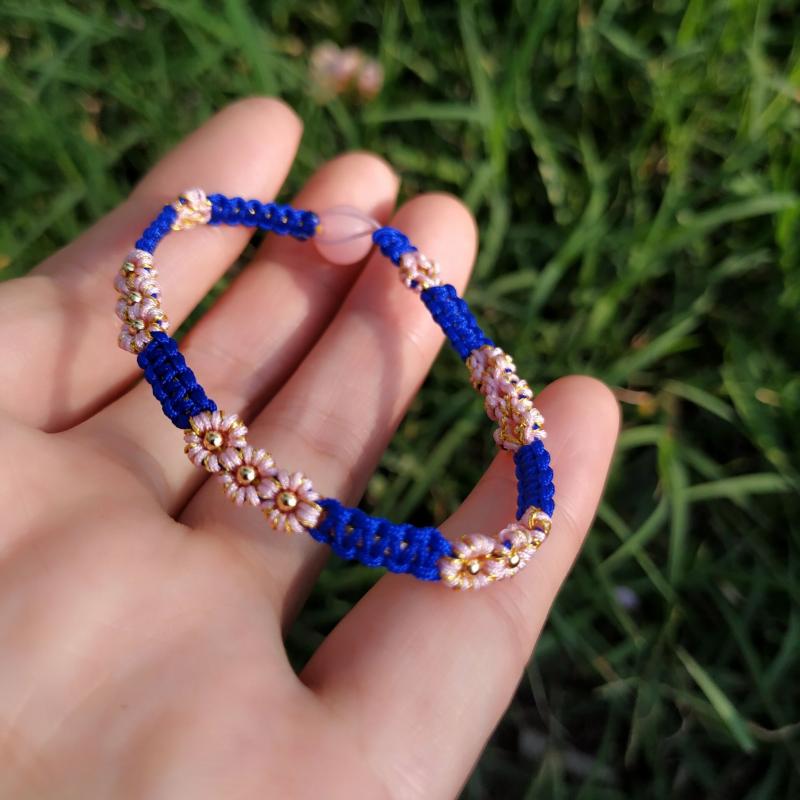 

Charm Bracelets Women's Fashion Jewelry Bracelet Hand Woven Blue Gold Pink Peach Blossom Girl