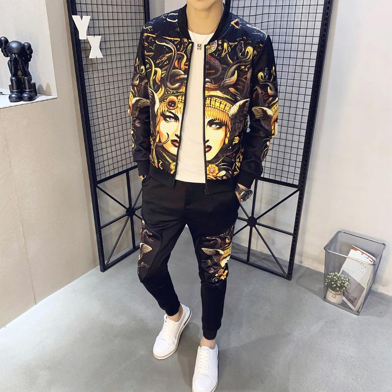 

2 Piece Sets Sport Suit Jacket + Pants Chandal Hombre Tracksuit Men Moda Hombre Ropa De 2020 Men's Set Autumn Man Sport, As picture