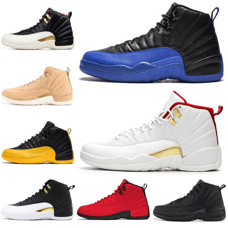 

Discount University Gold 12 12s Basketball Shoes FIBA Game Royal Playoff The Master Gym Red Mens Trainers Sports Sneakers 7-13