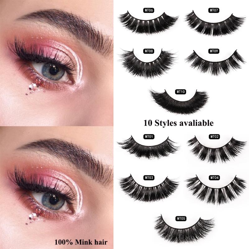 

1 Pair 3D 100% Mink Hair Fasle Eyelashes Wispy Fluffy Thick Long Eye Lash Extension Reusable Handmade Natural Criss-cross Lash