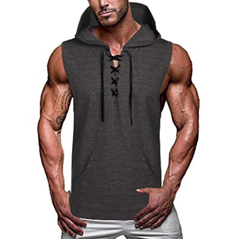 

Men's Tank Tops VICABO Fahsion Hooded Top Men Sleeveless Summer Sports Casual Male Clothing Cotton Mens Streetwear Ropa Homm#w, Black