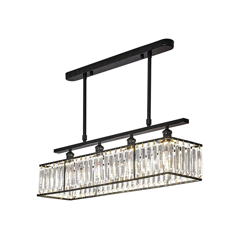 Dining Room Chandelier Crystal Pendsant Light Modern Simple Hanging Lamp Luxury Home Crystal Chandeliers Nordic Creative Black Rectangular Pendan-image-527823648