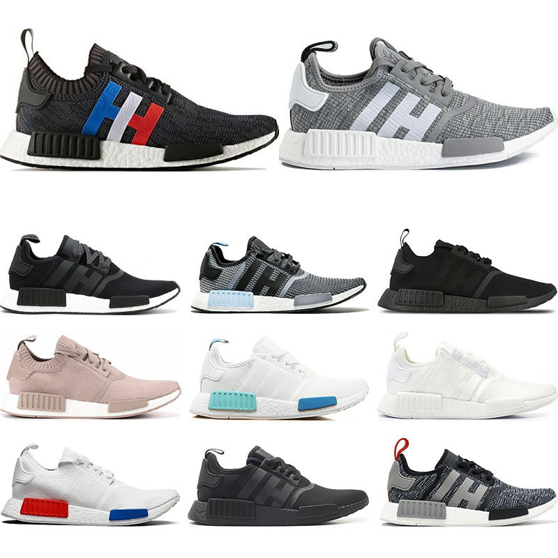

New NMD R1 Primek classic Oreo Triple black White pink grey Running shoes for Men Women Runner trainers Sports sneaker Shoes size 36-45, Japan-white
