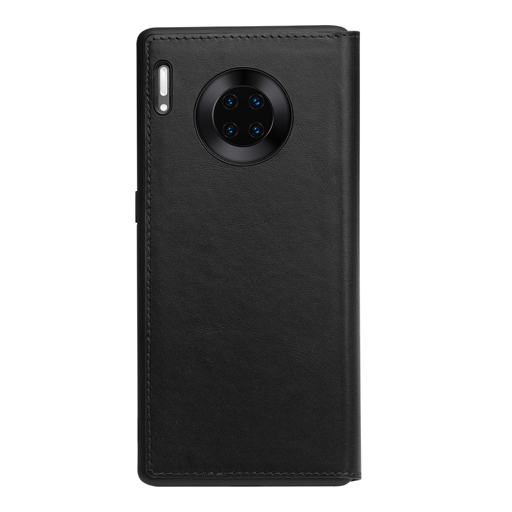 

Stylish Genuine Leather Flip Case for Huawei Mate 30 Business Style Phone Cover with Card Slots, Black