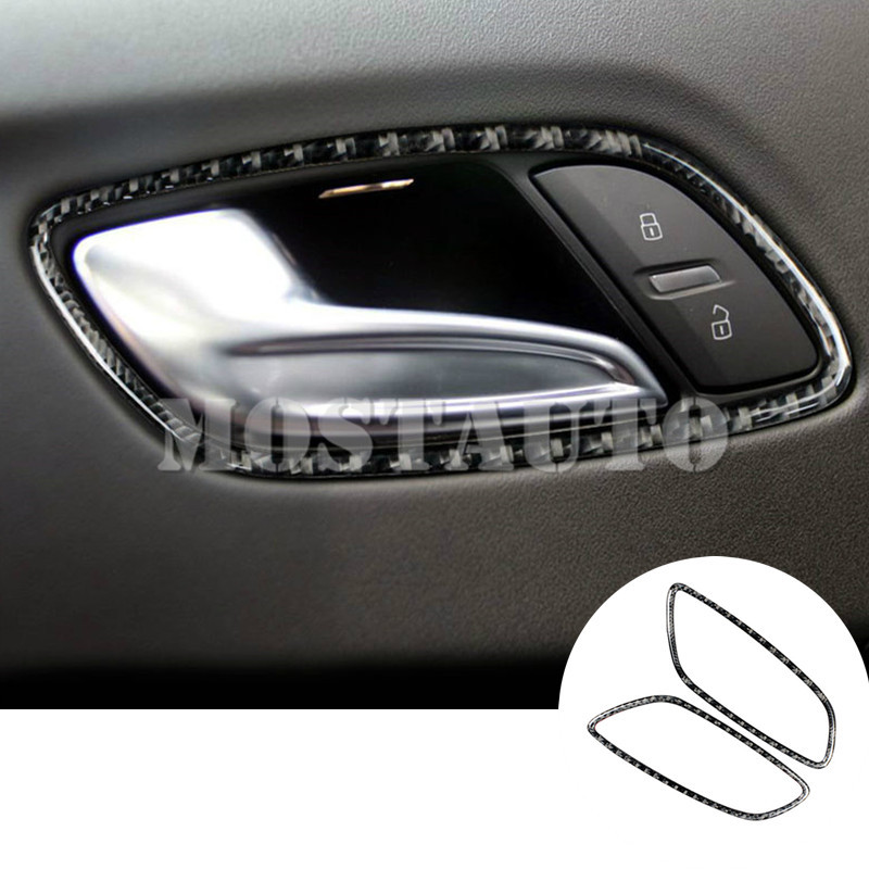 

For Audi TT TTS Carbon Fiber Car Door Handle Bowl Frame Trim Cover 2008-2014 2pcs