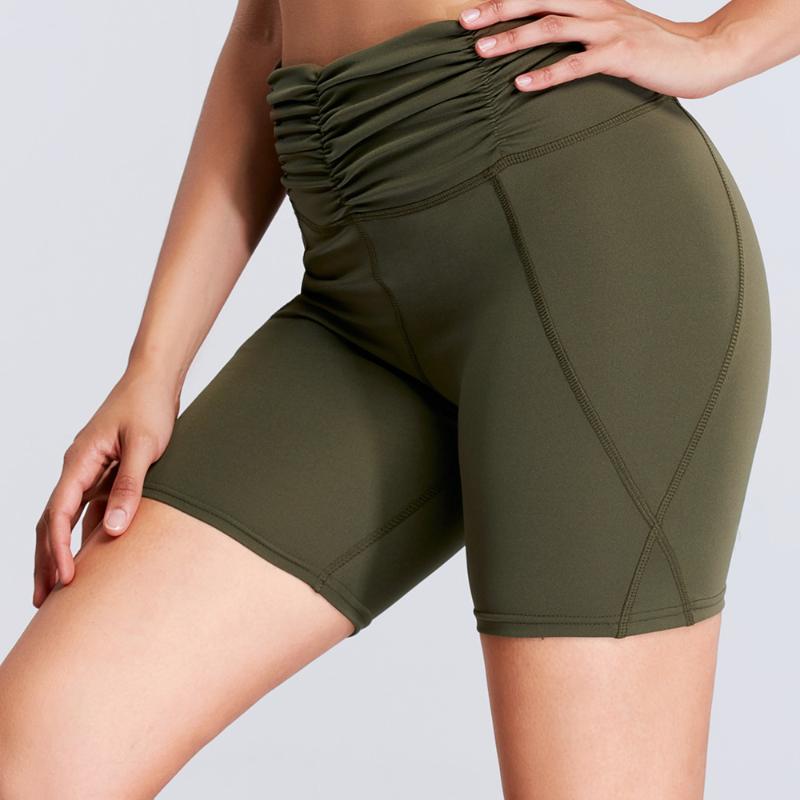 

2020 Short Sports Yoga Pants Fitness Women High Waist Leggings Female Professional Gym Workout Running Legging, Green