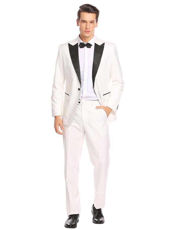 

Handsome Groomsmen Peak Lapel Groom Tuxedos Mens Wedding Dress Man Jacket Blazer Prom Dinner 2 Piece Suit(Jacket+Pants+Tie) 591, Same as image