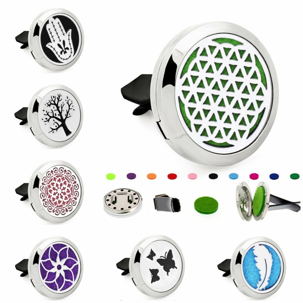 

Lucky Hand Tree of Life 30mm Magnet Stainless Steel Removable Perfume Car Diffuser Locket Vent Clip 10 Pcs Pads