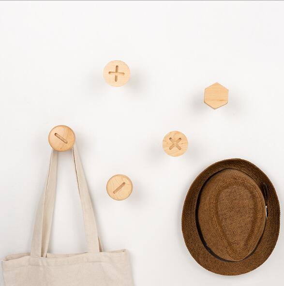 Screw cap Hooks Ins Solid Wood racks Creative clothes Hook Nordic Wall Decorative Home Storage-image-483236761