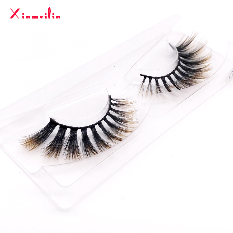 

New 9D faux mink color lashes wholesale natural long fluffy individual dramatic colorful false eyelashes Makeup Extension Tools