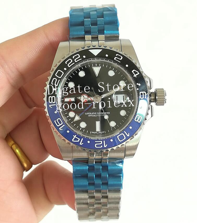 

Men's Watches Blue Black Ceramic Bezel Red Jubilee Bracelet Mens Asia Automatic 2813 Date Watch Men 126710 Gmt Sapphire Perpetual Master Crown Wristwatches, Red blue