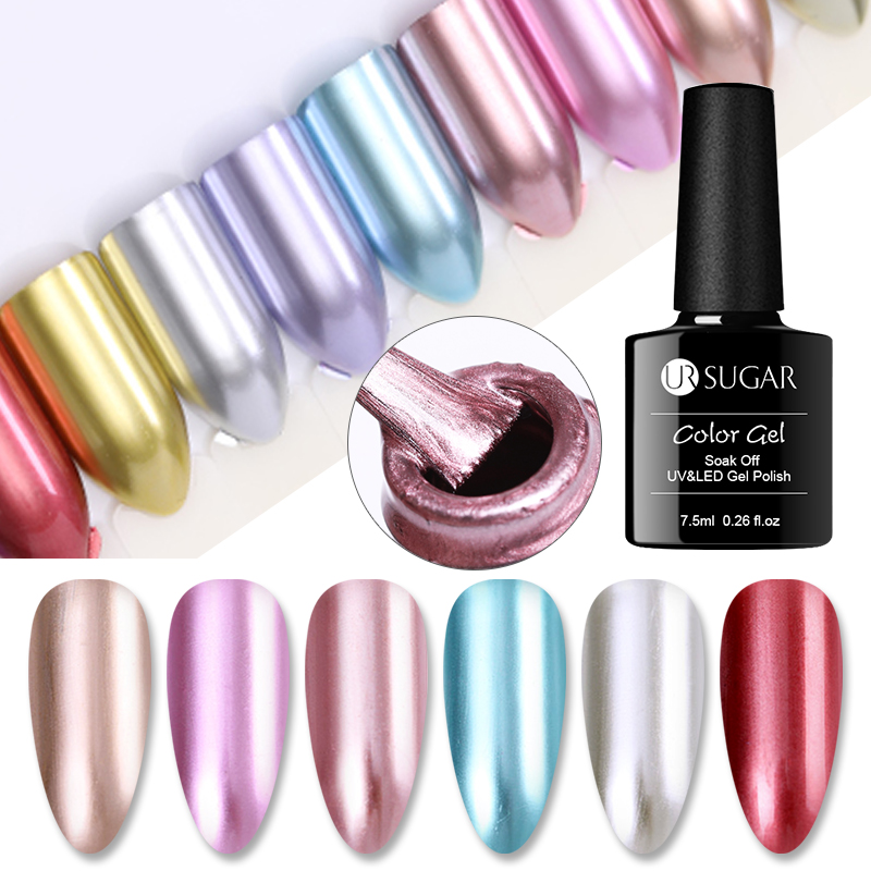 

UR SUGAR 7.5ml Metallic Mirror Gel Nail Polish Soak off UV Gel Varnish Rose Gold Silver Manicure Nail Art Lacquer DIY